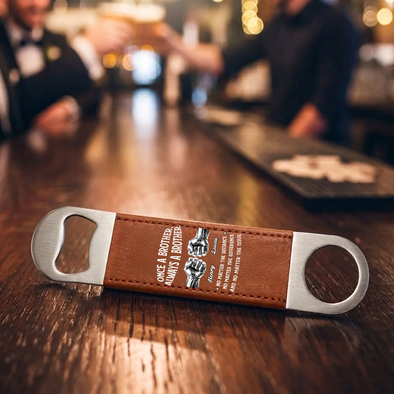 Always My Brother - Personalized Custom Leather Bottle Opener - Image 3