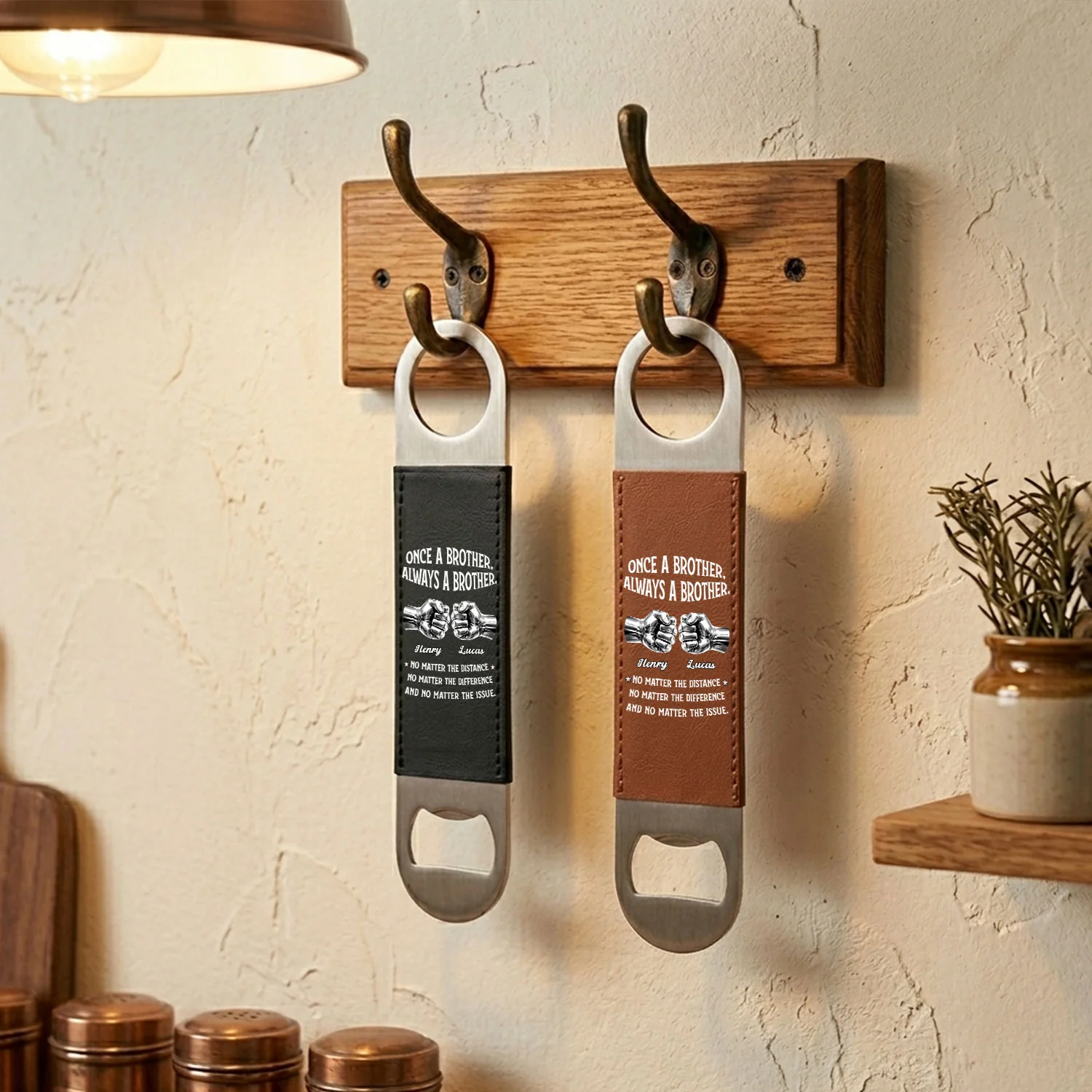Always My Brother - Personalized Custom Leather Bottle Opener - Image 5