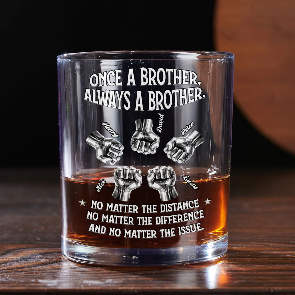 Always My Brother - Personalized Custom Whiskey Glass - Image 4