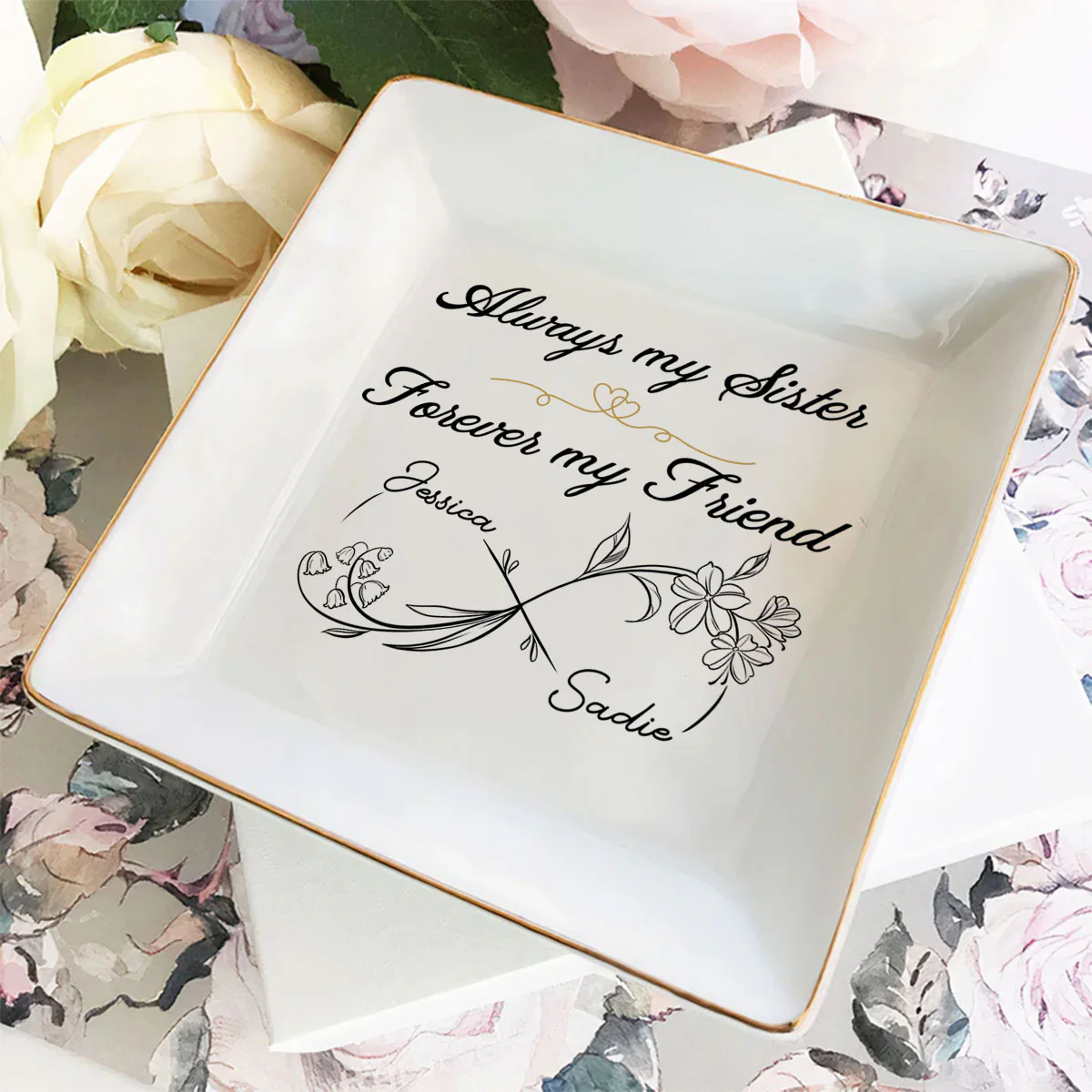 Always My Sister Forever My Friend - Personalized Custom Jewelry Dish - Image 4