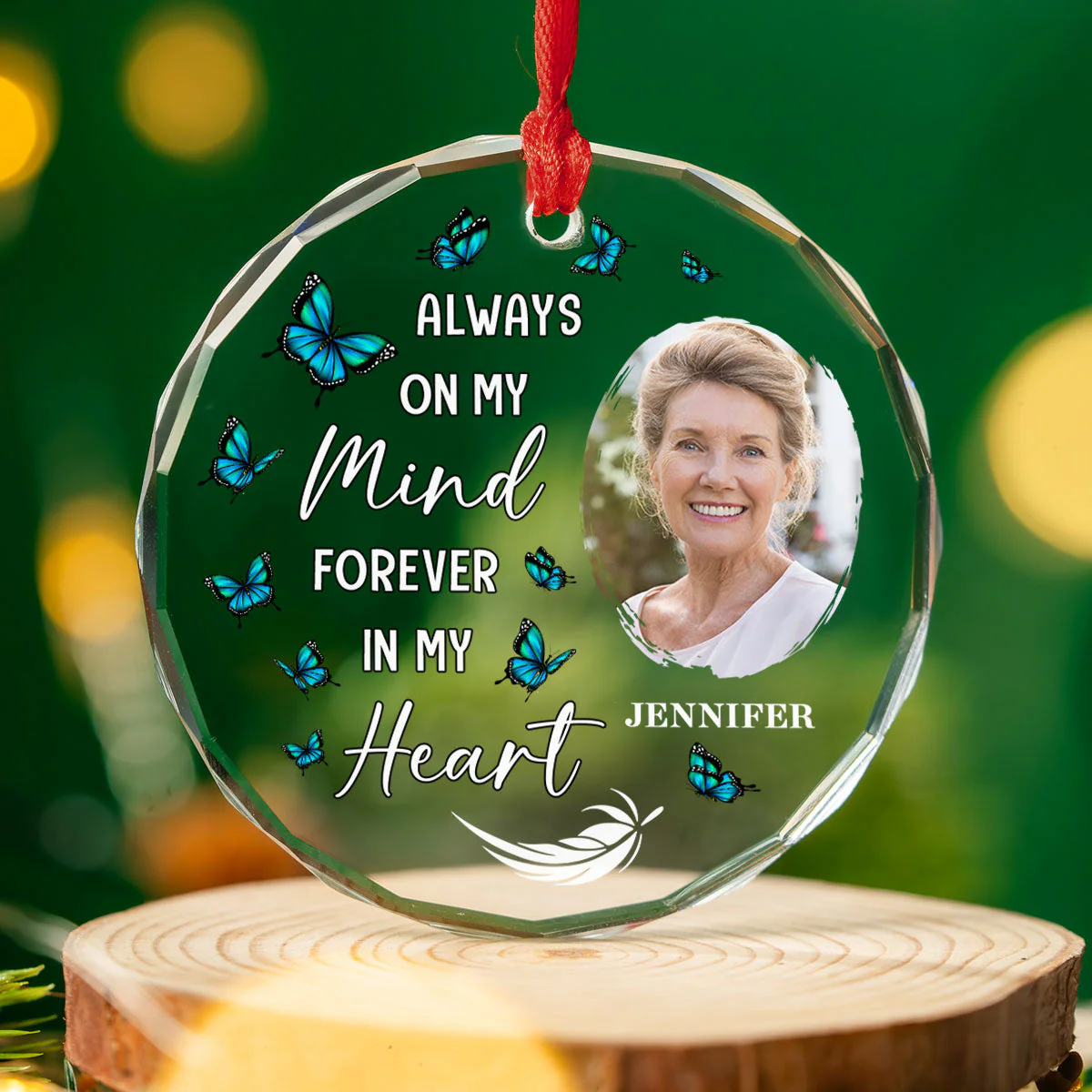 Always On My Mind - Personalized Custom Glass Ornament - Image 2