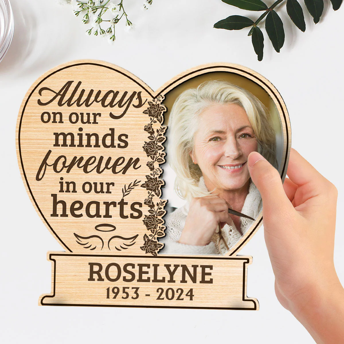 Always On Our Minds Forever In Our Hearts - Personalized Wooden Plaque - Image 2