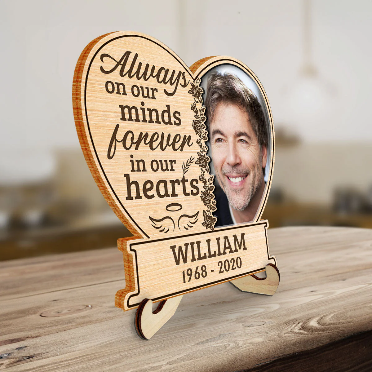 Always On Our Minds Forever In Our Hearts - Personalized Wooden Plaque - Image 3