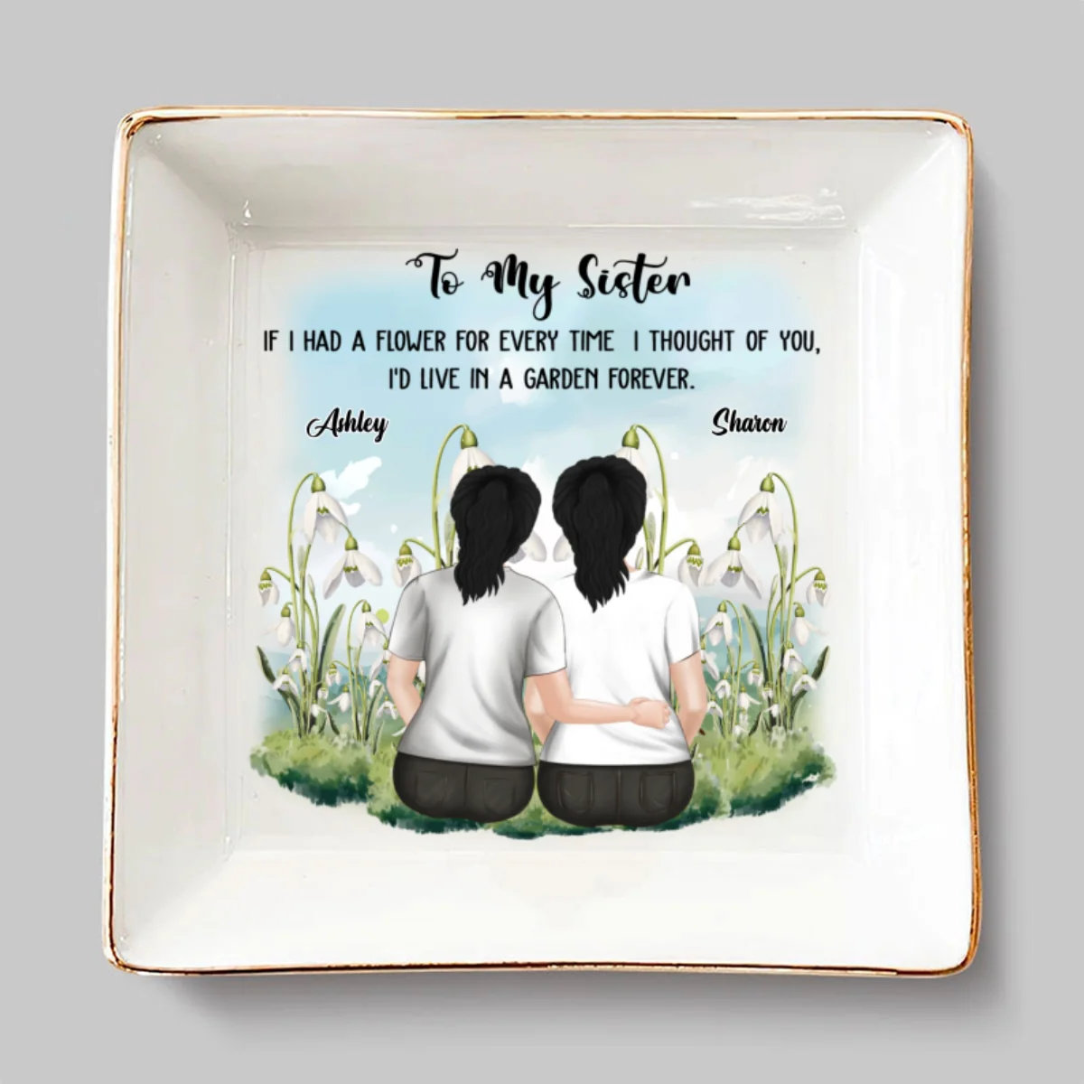 Always Thinking Of You Sister- Personalized Custom Jewelry Dish - Image 6