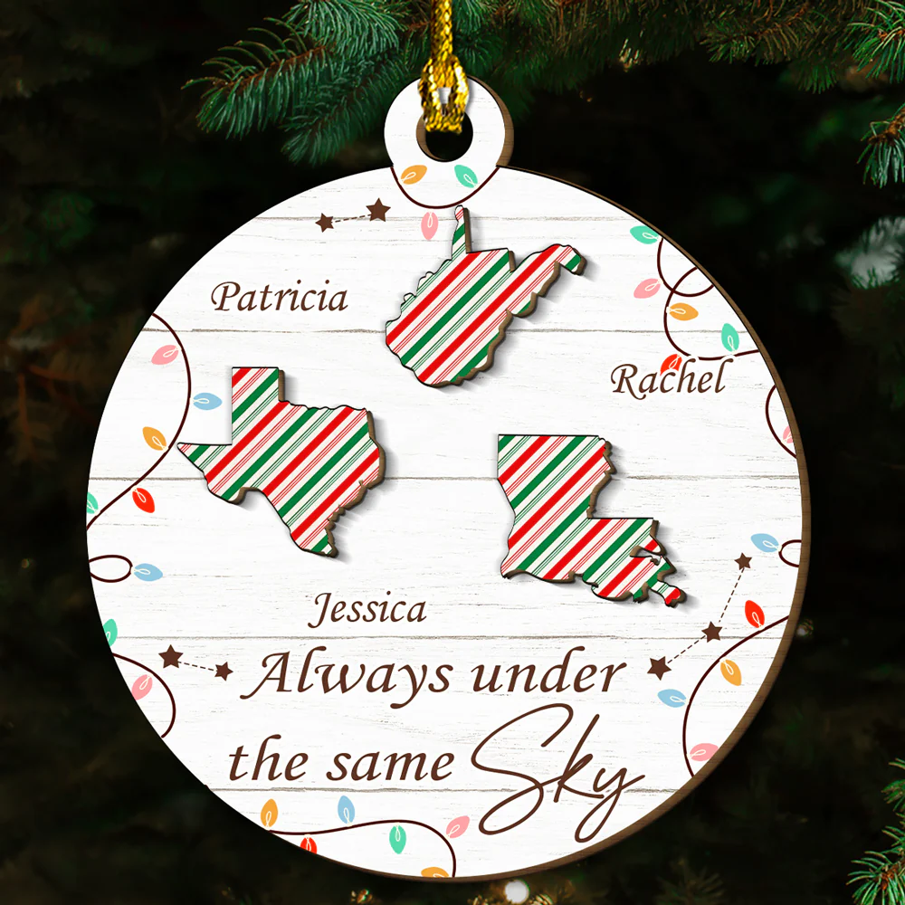 Always Under The Same Sky - Personalized Custom Freeshape 2-Layered Wood Ornament - Image 2
