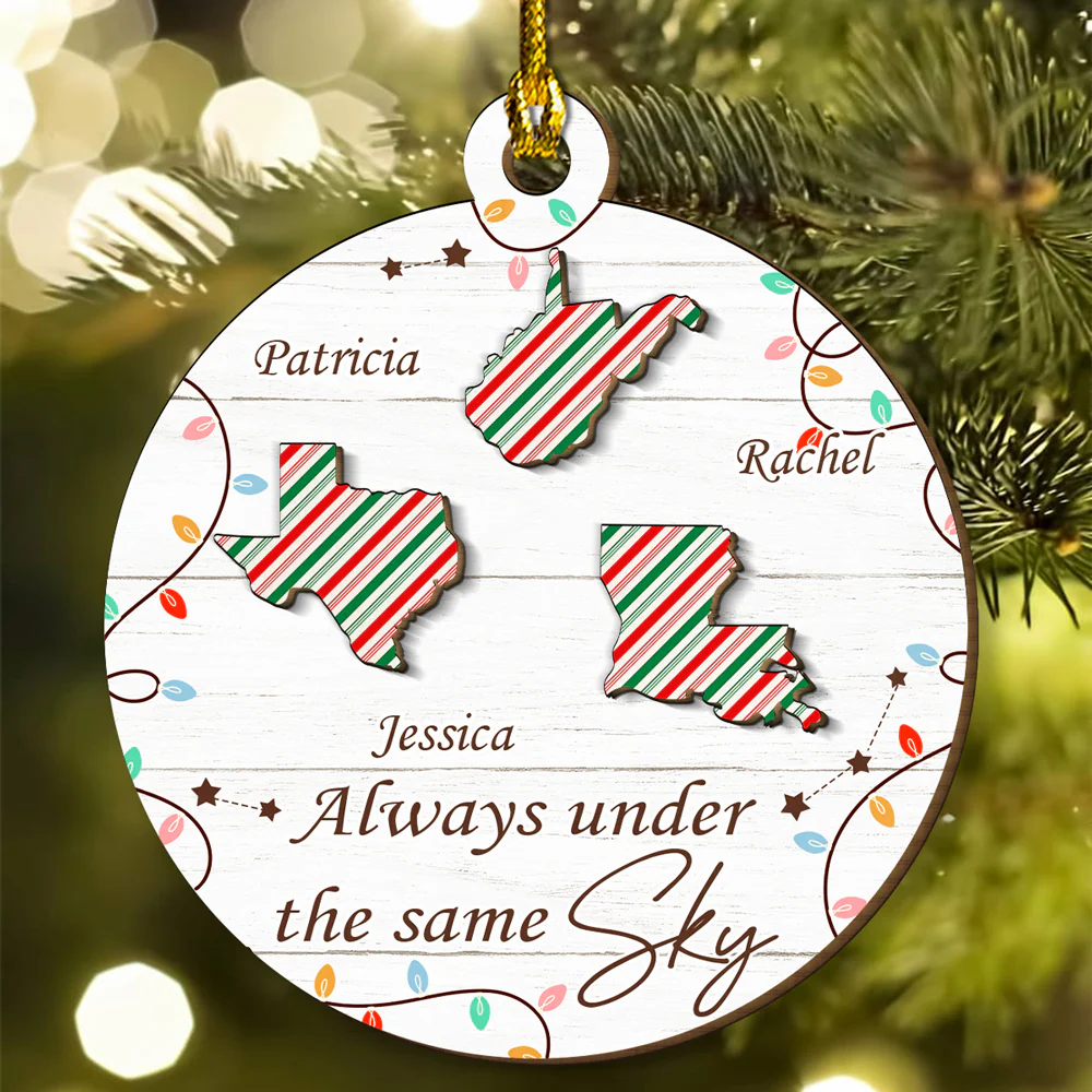 Always Under The Same Sky - Personalized Custom Freeshape 2-Layered Wood Ornament - Image 3