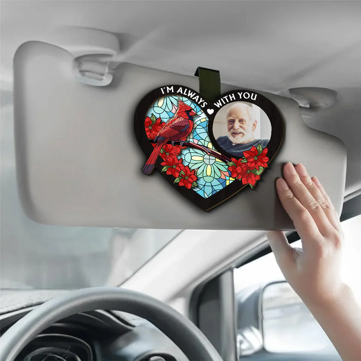 Always With You Memorial Heart - Personalized Custom Car Visor Clip - Image 3