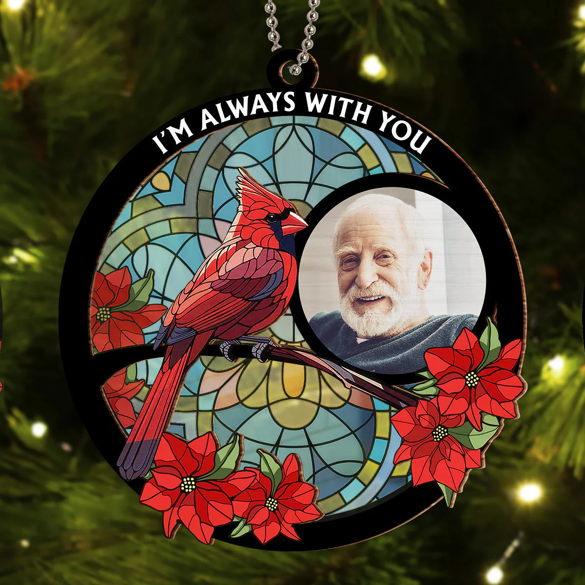 Always With You Memorial Heart - Personalized Custom Suncatcher Ornament - Image 2