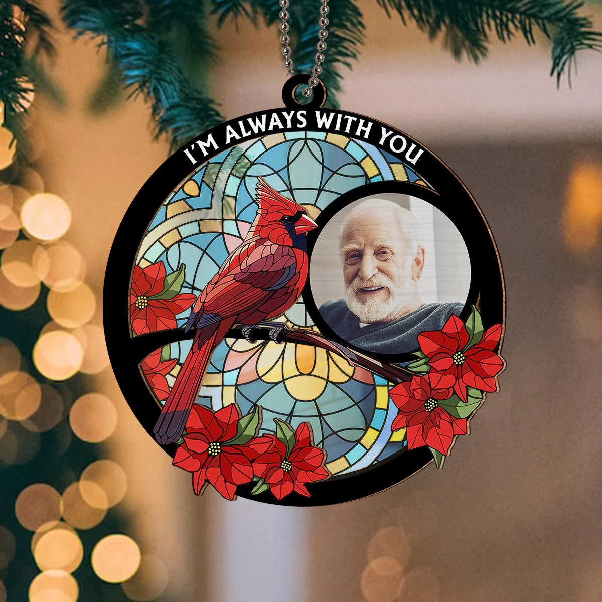 Always With You Memorial Heart - Personalized Custom Suncatcher Ornament - Image 3