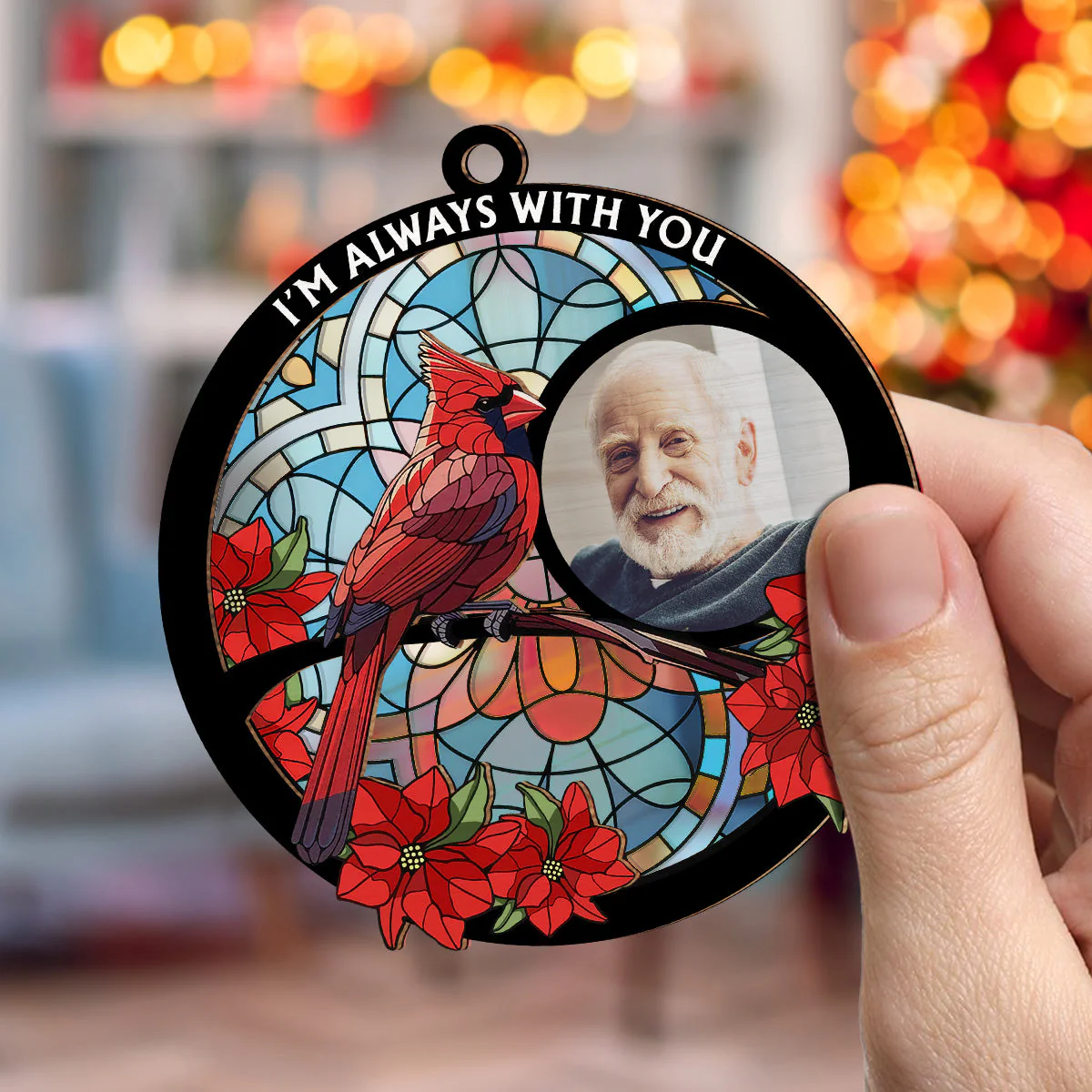 Always With You Memorial Heart - Personalized Custom Suncatcher Ornament - Image 4