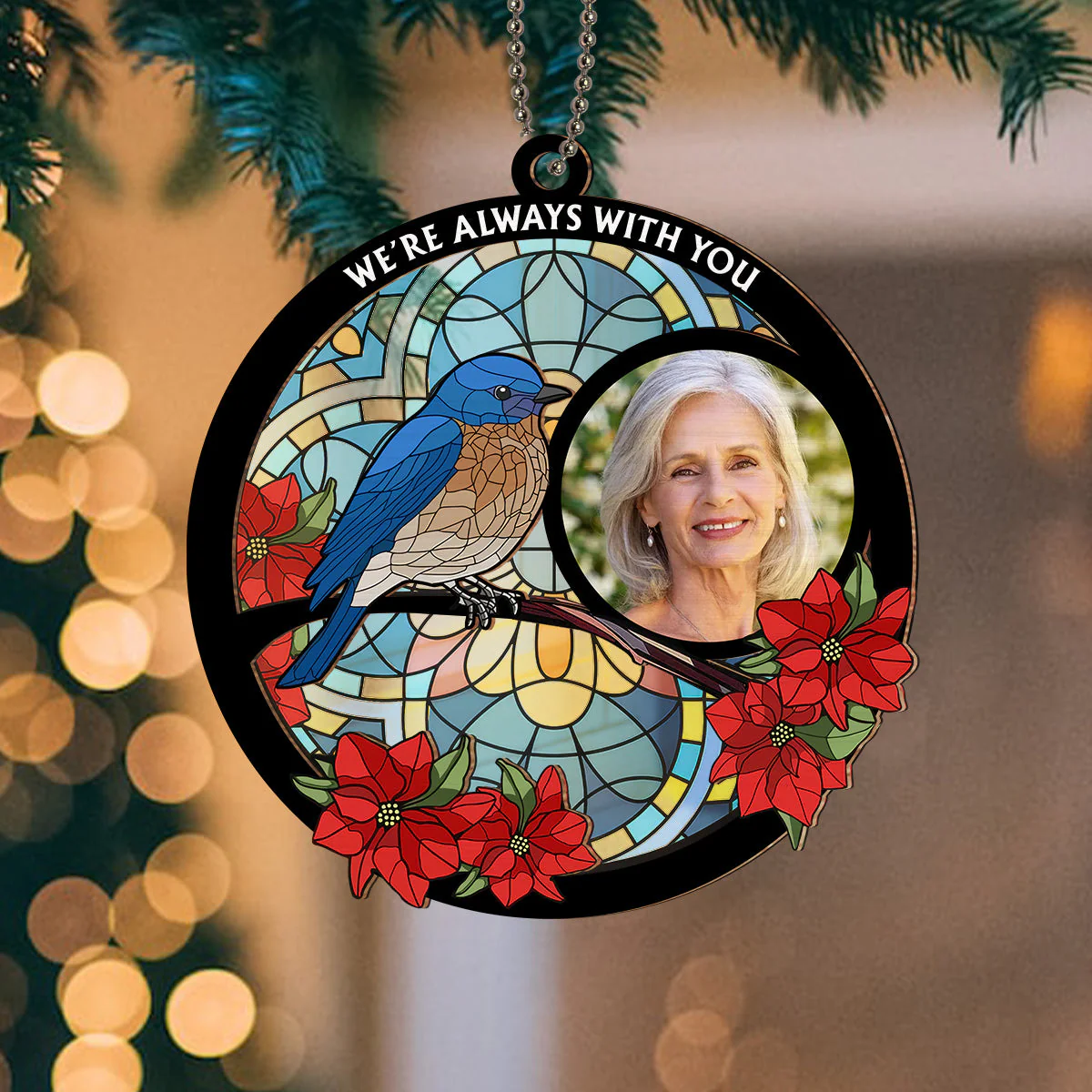 Always With You Memorial Heart - Personalized Custom Suncatcher Ornament - Image 6
