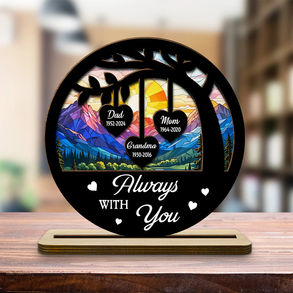 Always With You - Personalized Custom 2-Layer Wood Plaque With Flat Base - Image 3