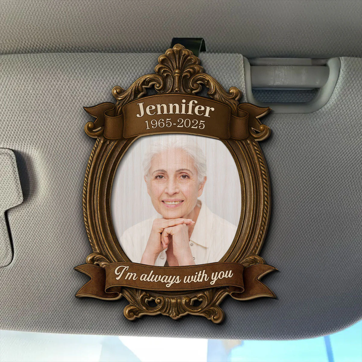 Always With You Vintage Frame - Personalized Custom Car Visor Clip - Image 3