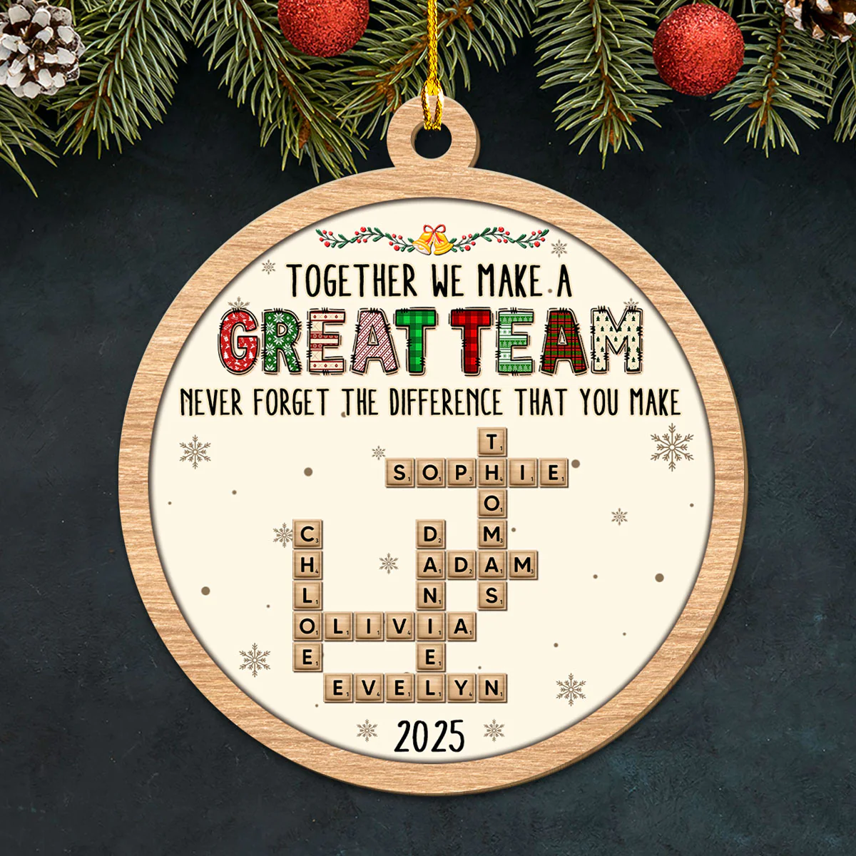 Amazing Team - Personalized Custom 3D Effect Wood Ornament - Image 4