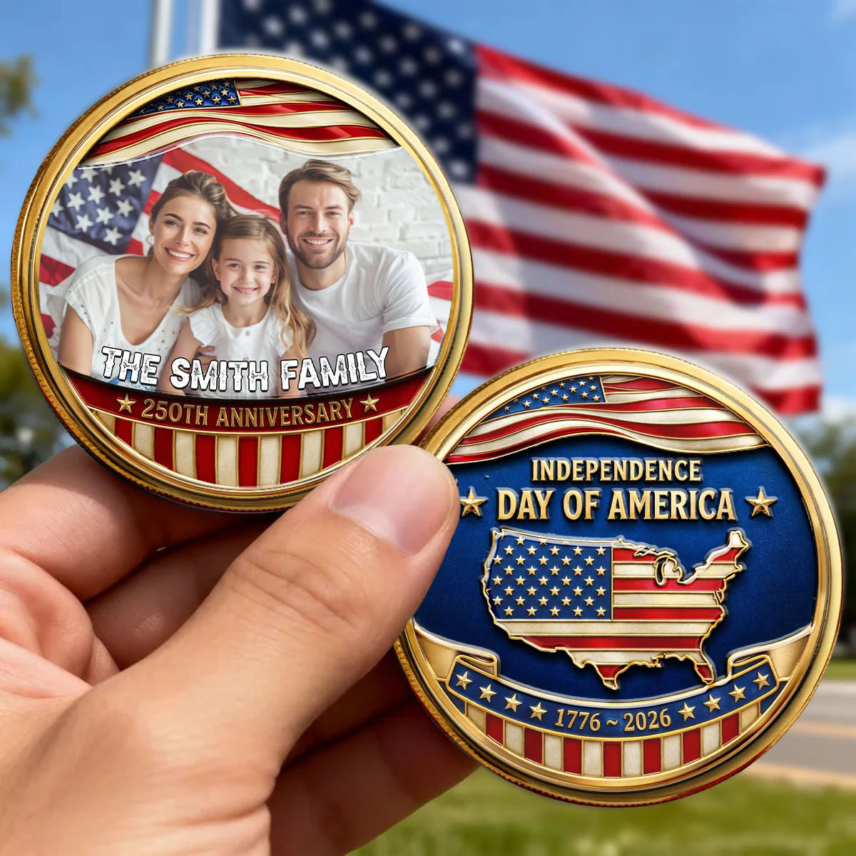 America 250 Legacy Family - Personalized Custom Commemorative Keepsake Coin - Image 2