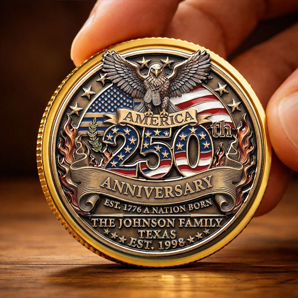 America 250th Anniversary Family Celebration - Personalized Custom Commemorative Keepsake Coin