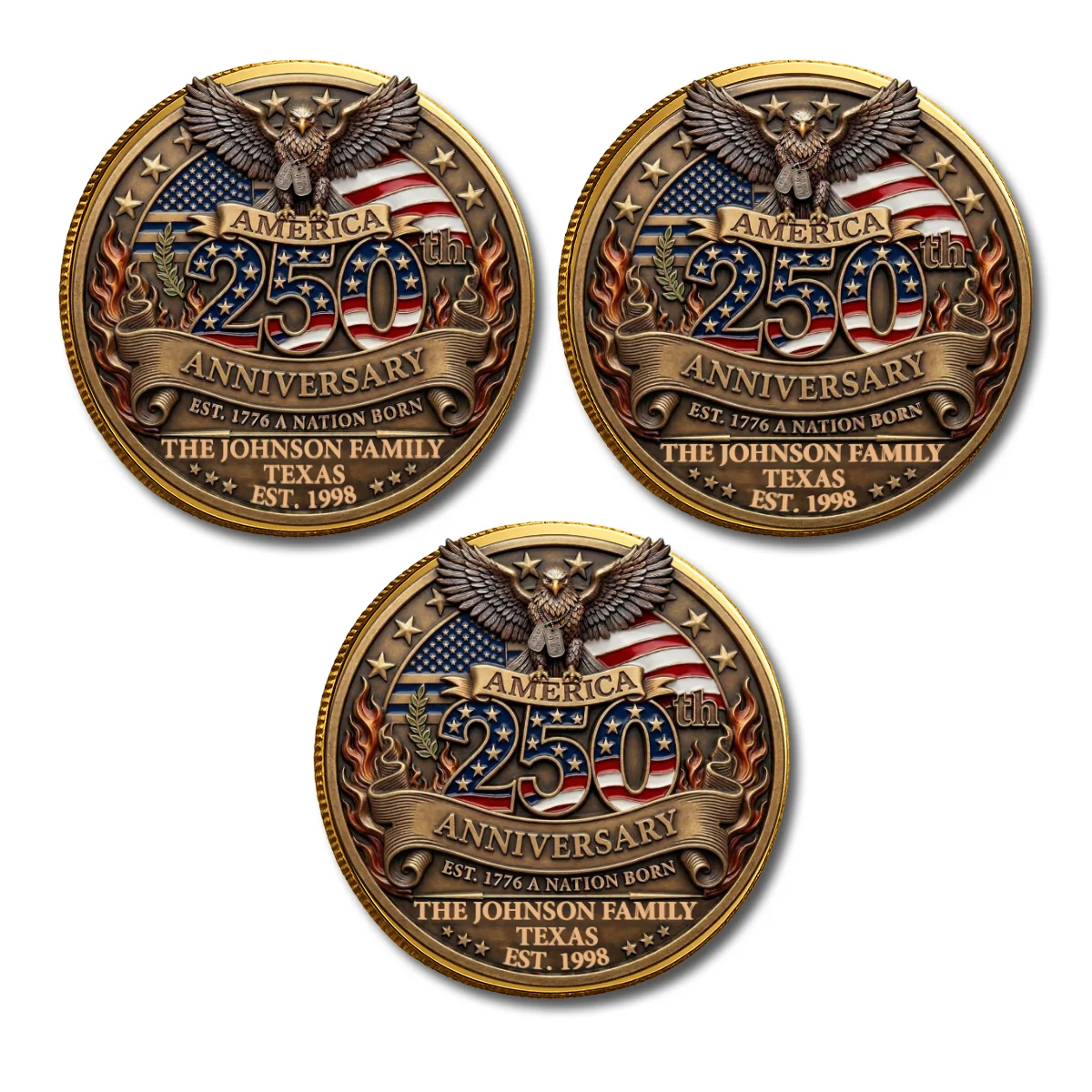 America 250th Anniversary Family Celebration - Personalized Custom Commemorative Keepsake Coin - Image 10