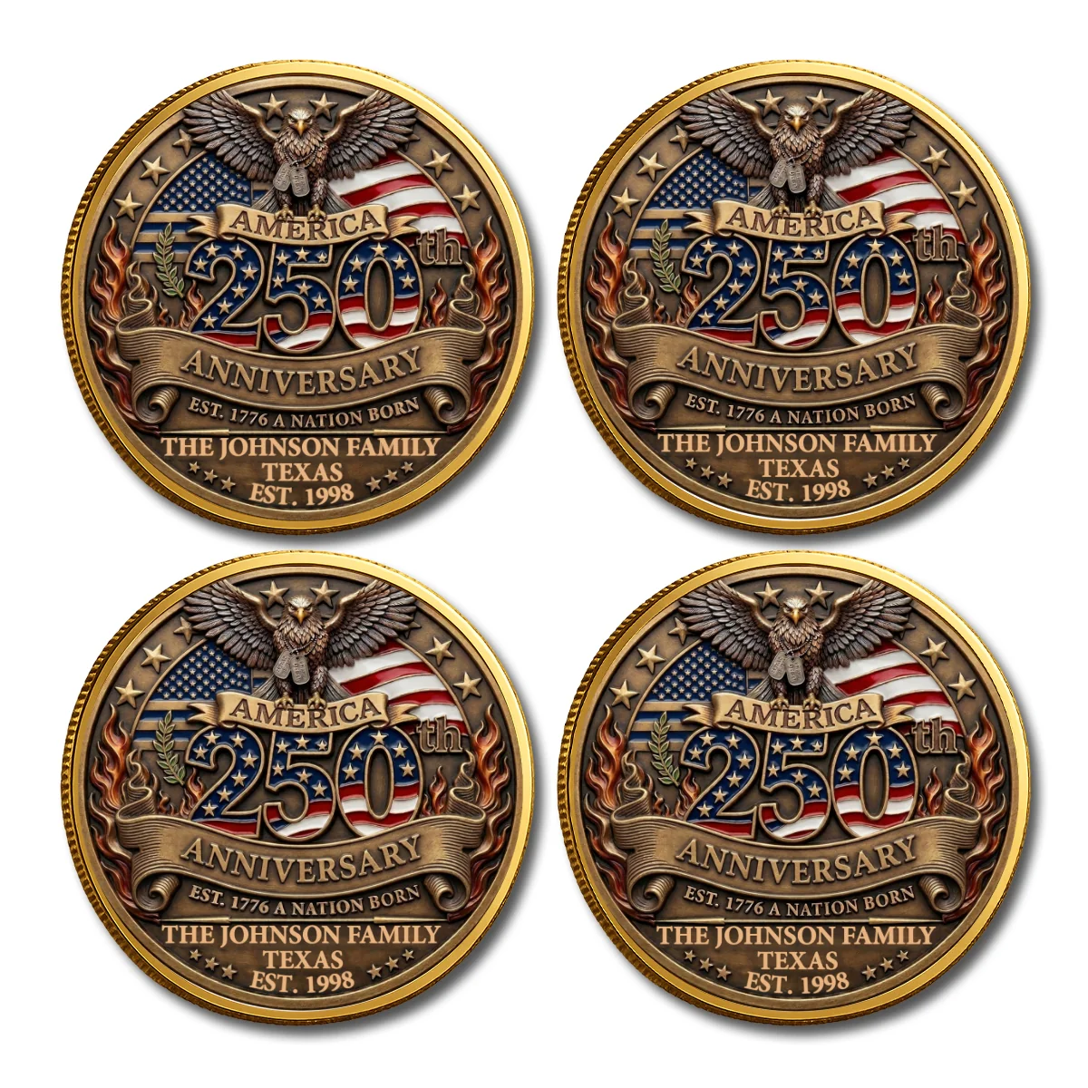 America 250th Anniversary Family Celebration - Personalized Custom Commemorative Keepsake Coin - Image 11