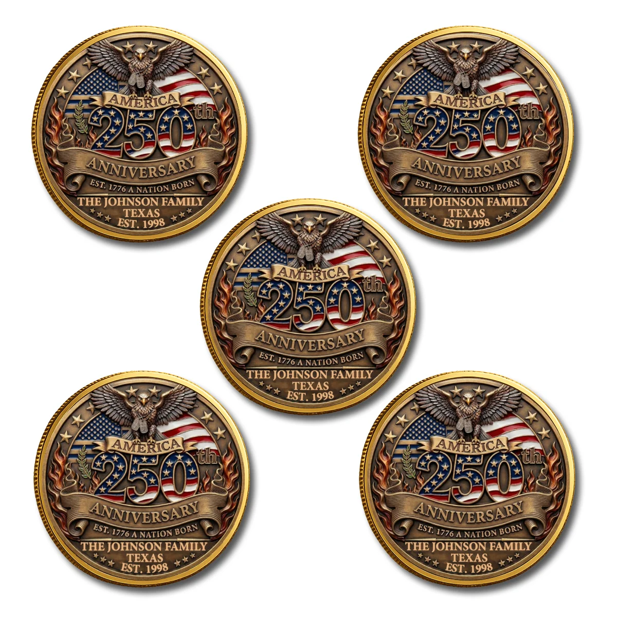 America 250th Anniversary Family Celebration - Personalized Custom Commemorative Keepsake Coin - Image 12