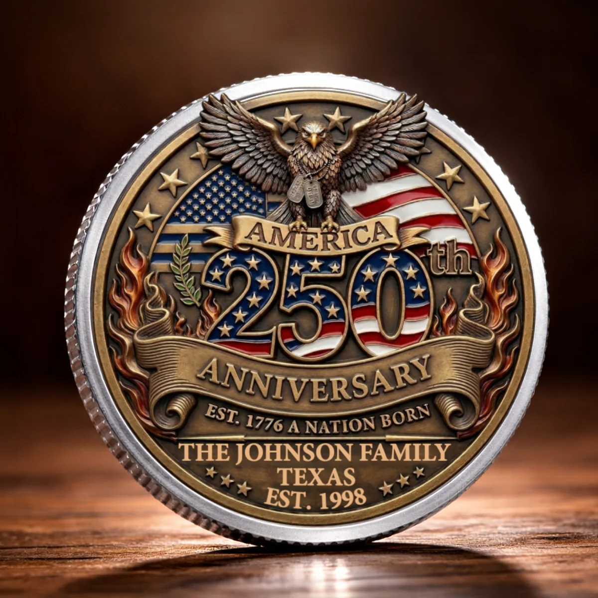 America 250th Anniversary Family Celebration - Personalized Custom Commemorative Keepsake Coin - Image 14