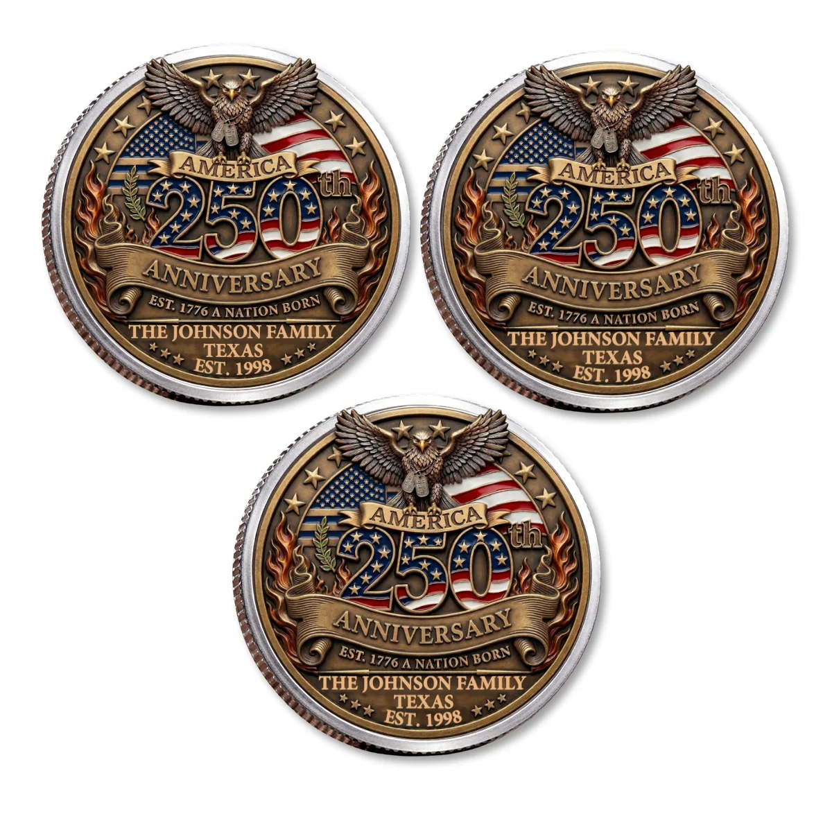 America 250th Anniversary Family Celebration - Personalized Custom Commemorative Keepsake Coin - Image 16