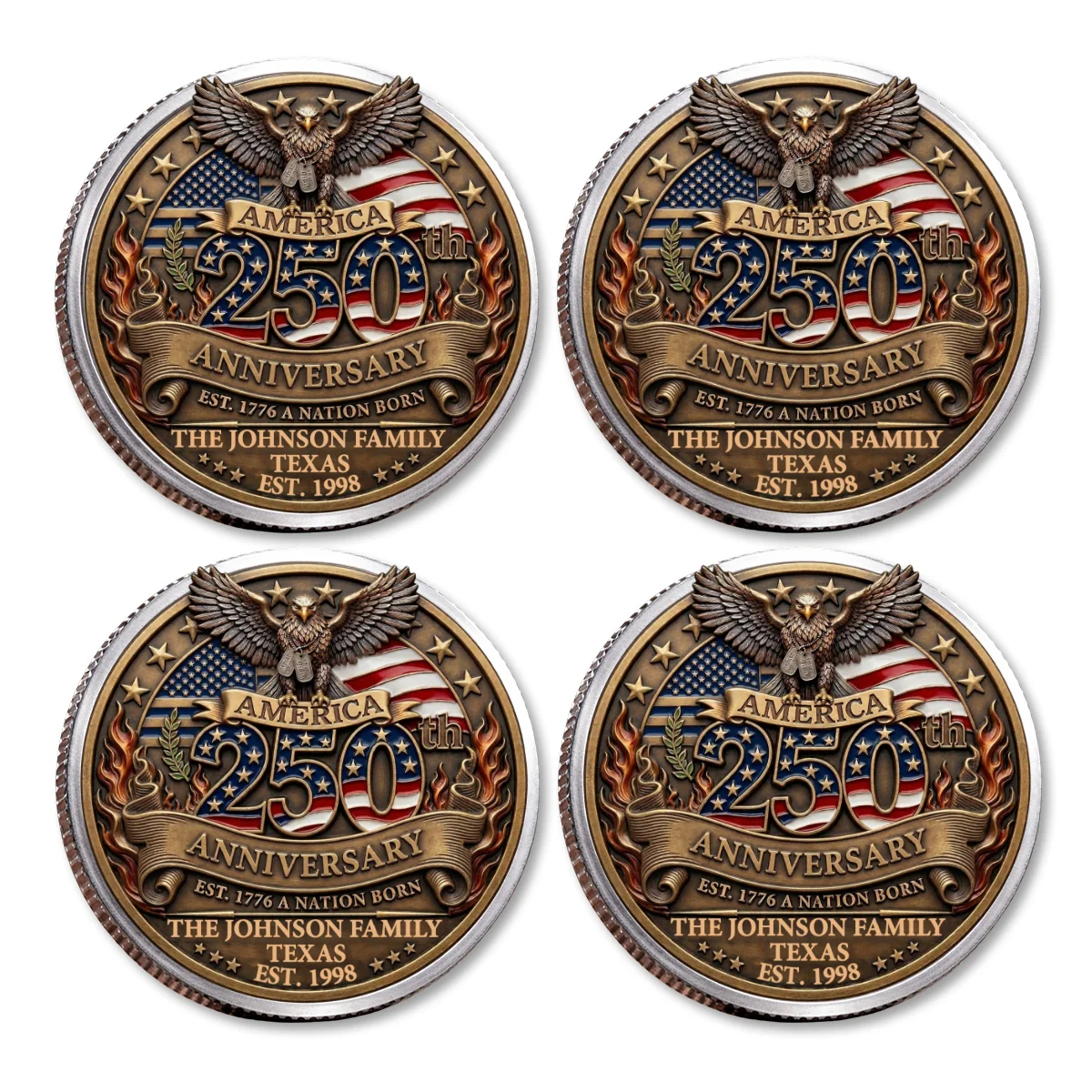America 250th Anniversary Family Celebration - Personalized Custom Commemorative Keepsake Coin - Image 17