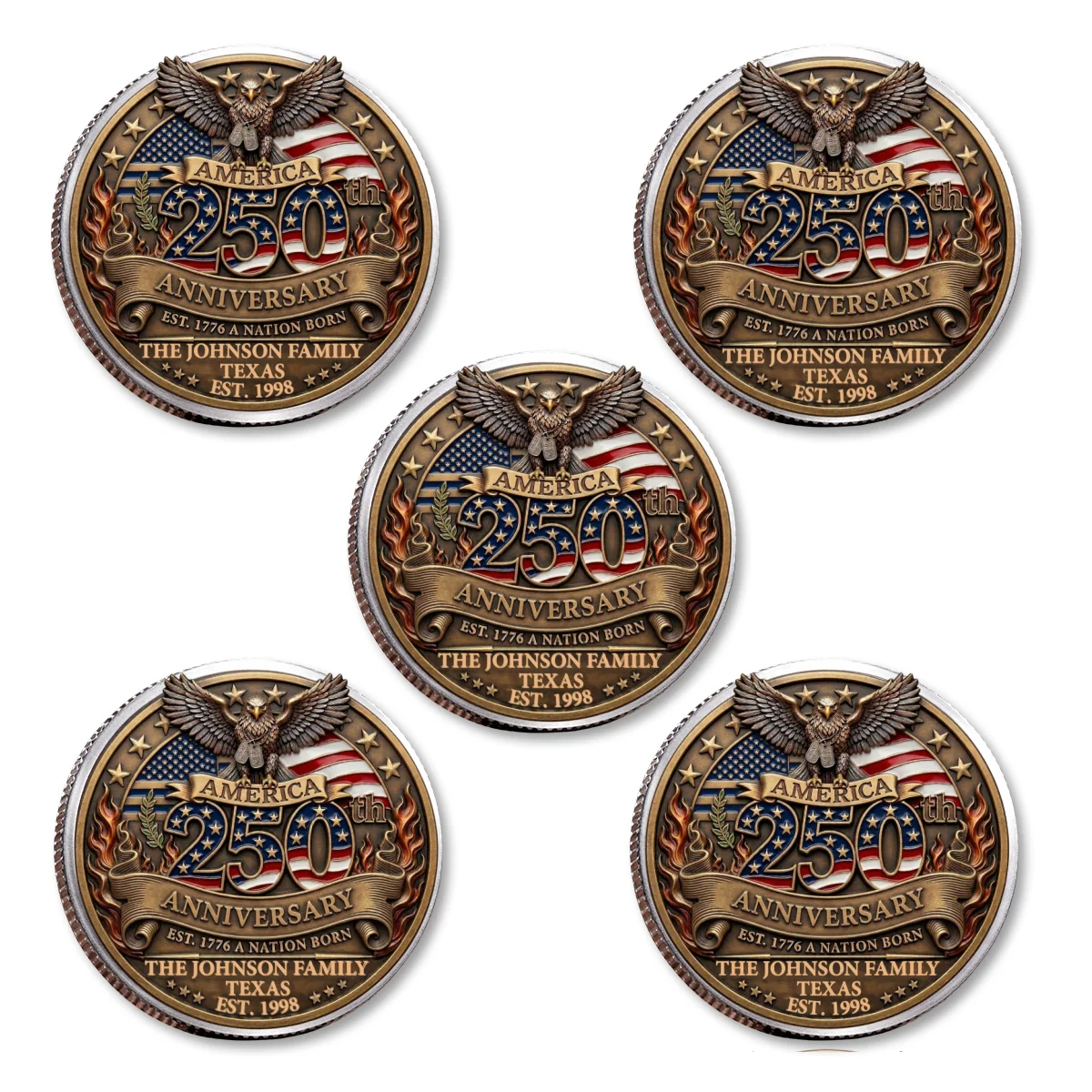 America 250th Anniversary Family Celebration - Personalized Custom Commemorative Keepsake Coin - Image 18