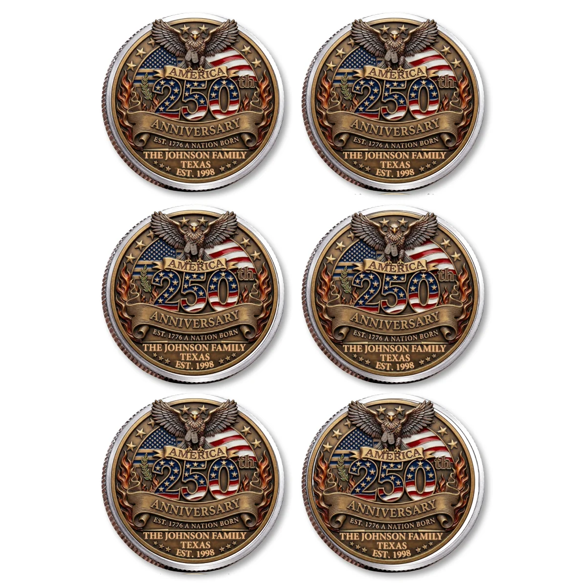 America 250th Anniversary Family Celebration - Personalized Custom Commemorative Keepsake Coin - Image 19