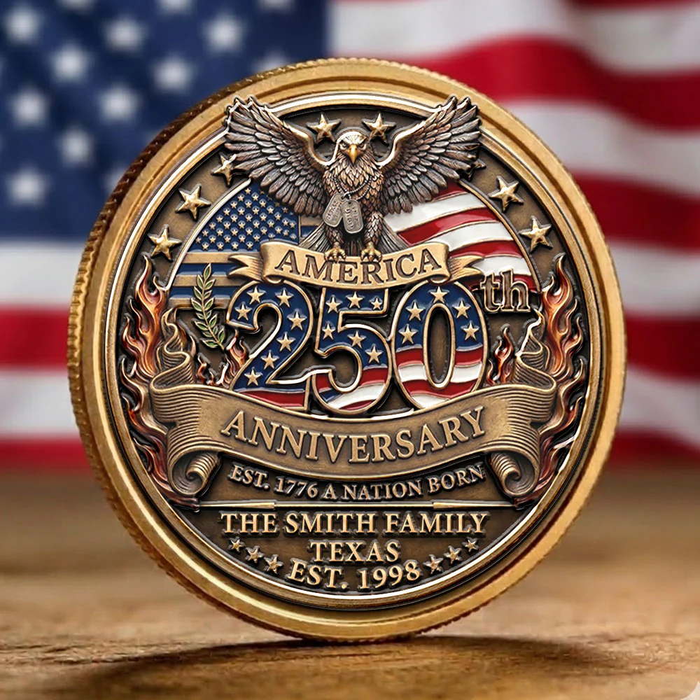 America 250th Anniversary Family Celebration - Personalized Custom Commemorative Keepsake Coin - Image 2