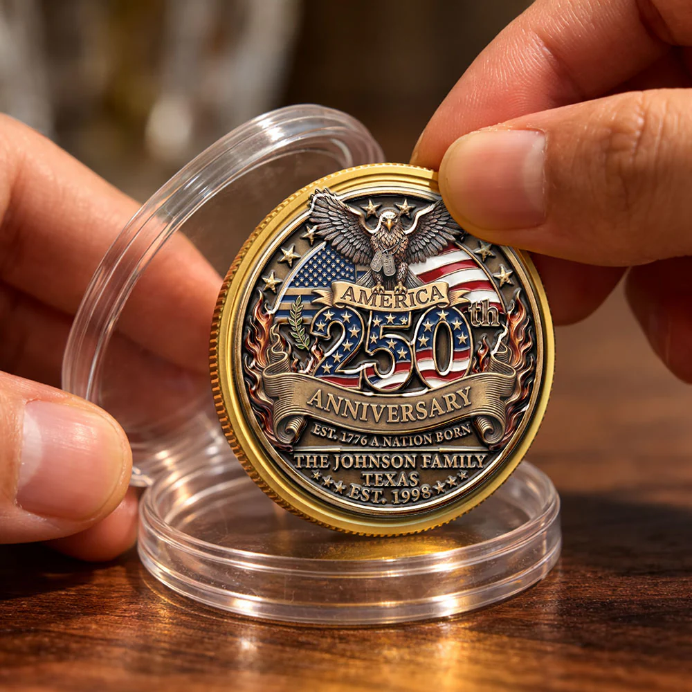 America 250th Anniversary Family Celebration - Personalized Custom Commemorative Keepsake Coin - Image 3