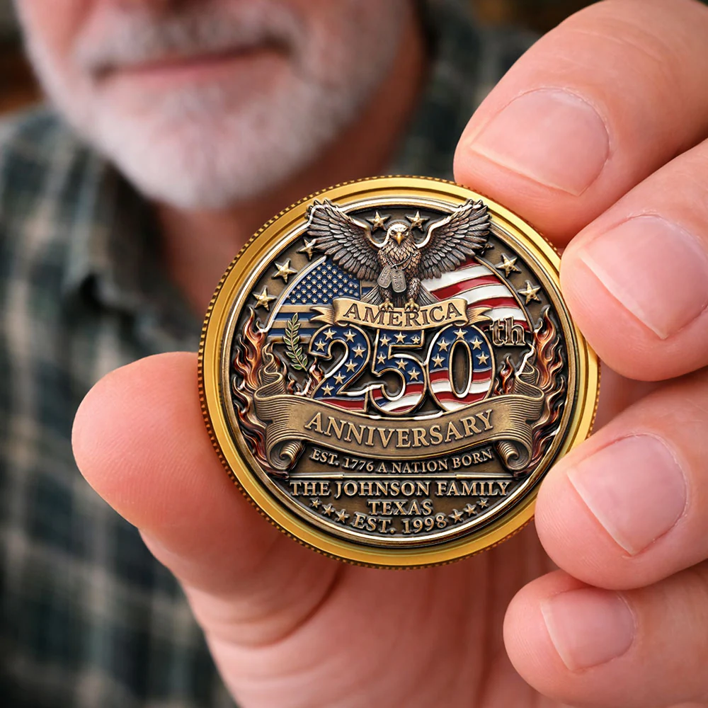 America 250th Anniversary Family Celebration - Personalized Custom Commemorative Keepsake Coin - Image 4