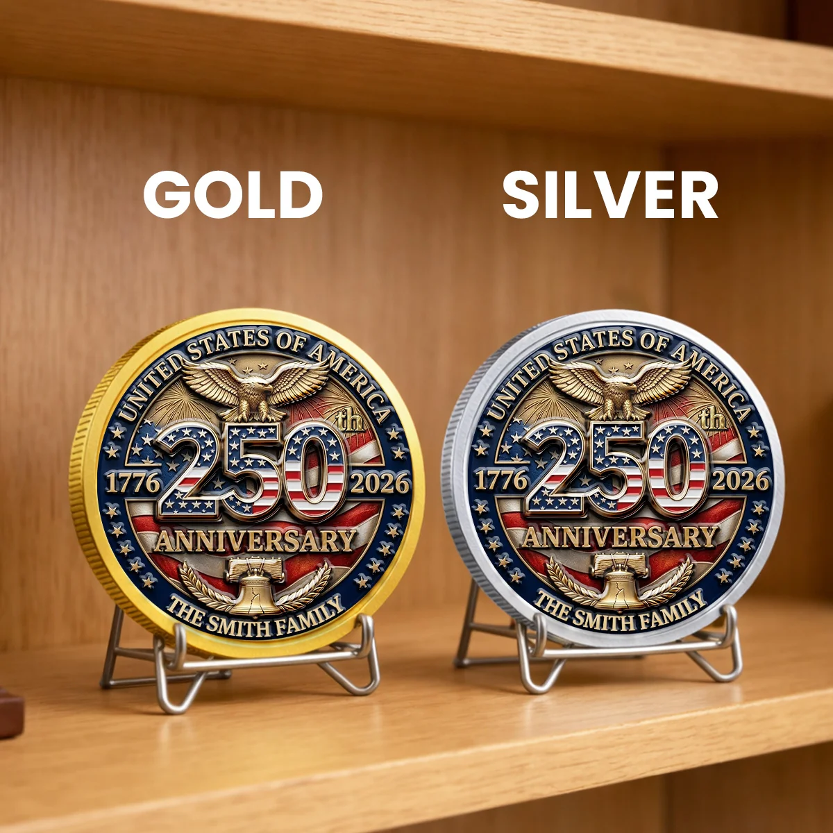 America 250th Anniversary Family Celebration - Personalized Custom Commemorative Keepsake Coin - Image 6