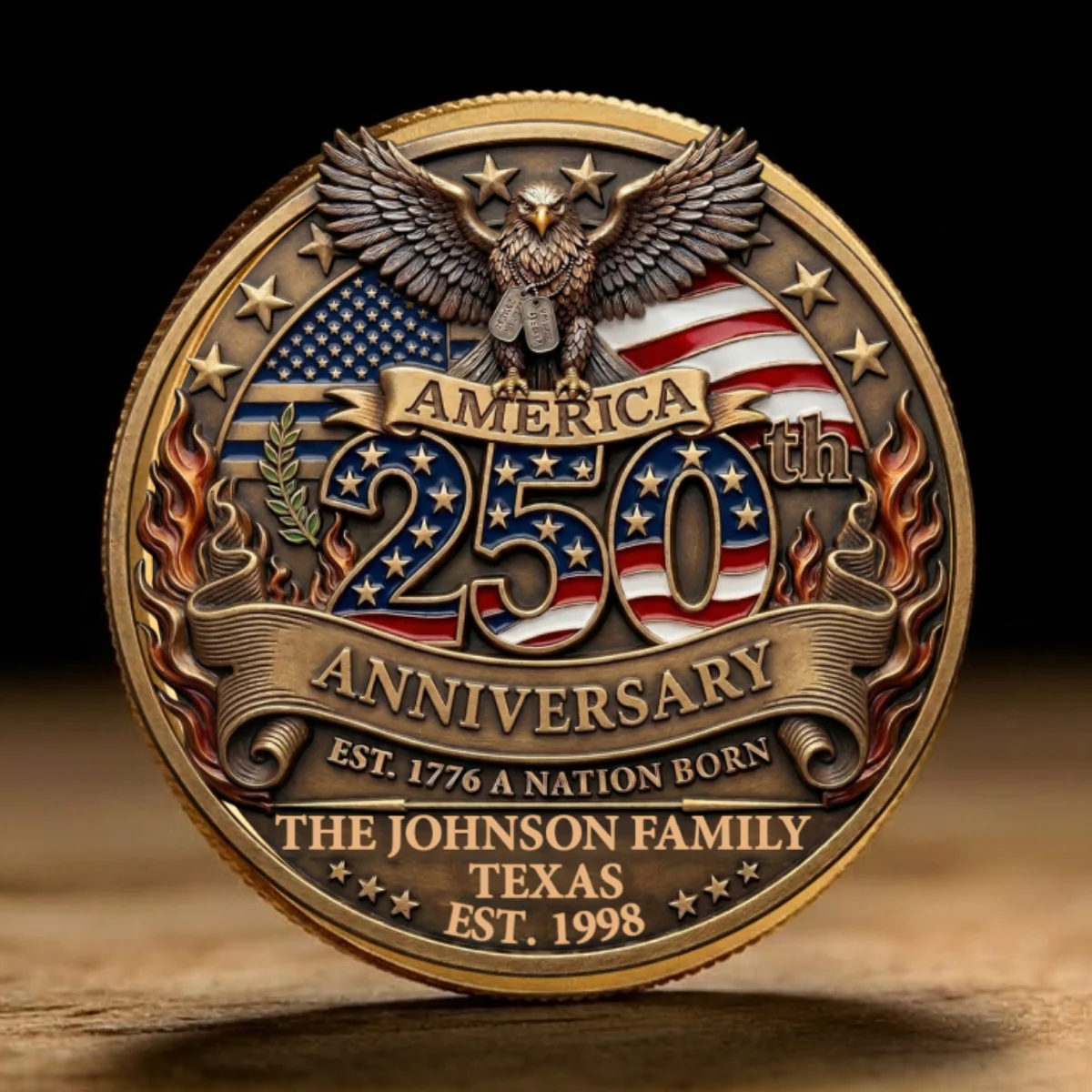 America 250th Anniversary Family Celebration - Personalized Custom Commemorative Keepsake Coin - Image 8