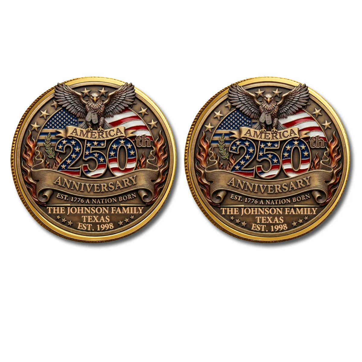 America 250th Anniversary Family Celebration - Personalized Custom Commemorative Keepsake Coin - Image 9