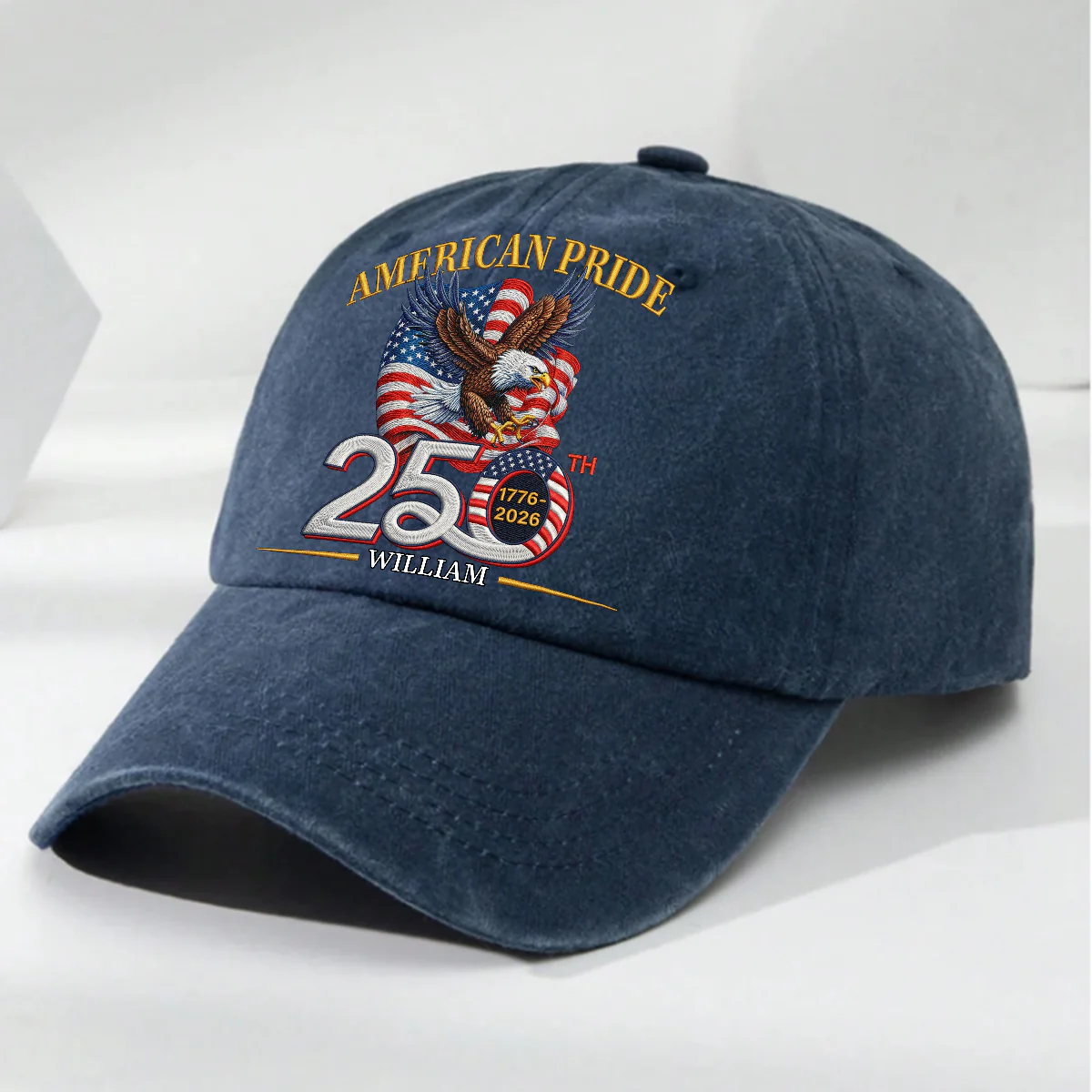 America Pride - Personalized Custom Vintage Washed Denim Cap - Image 2