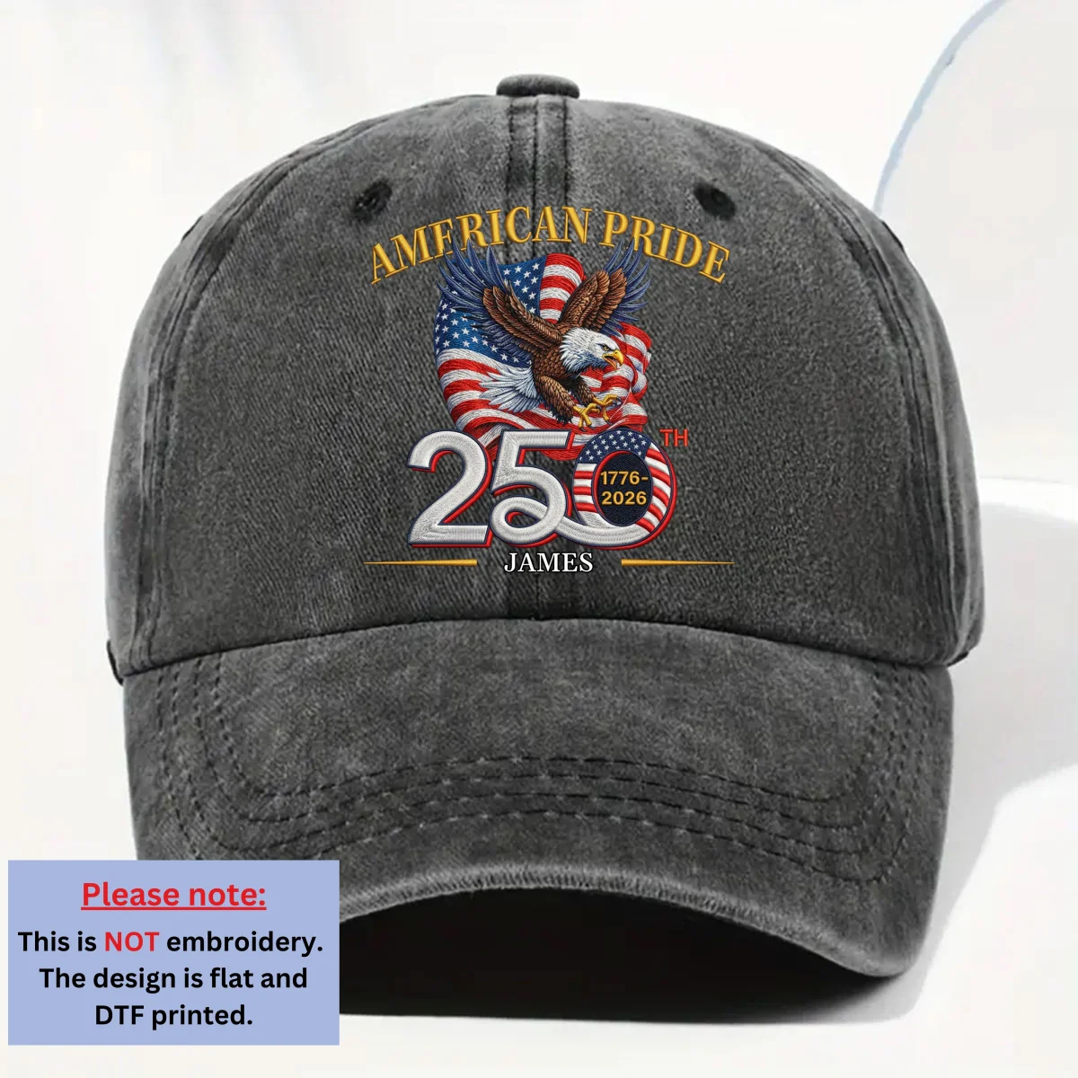 America Pride - Personalized Custom Vintage Washed Denim Cap - Image 6