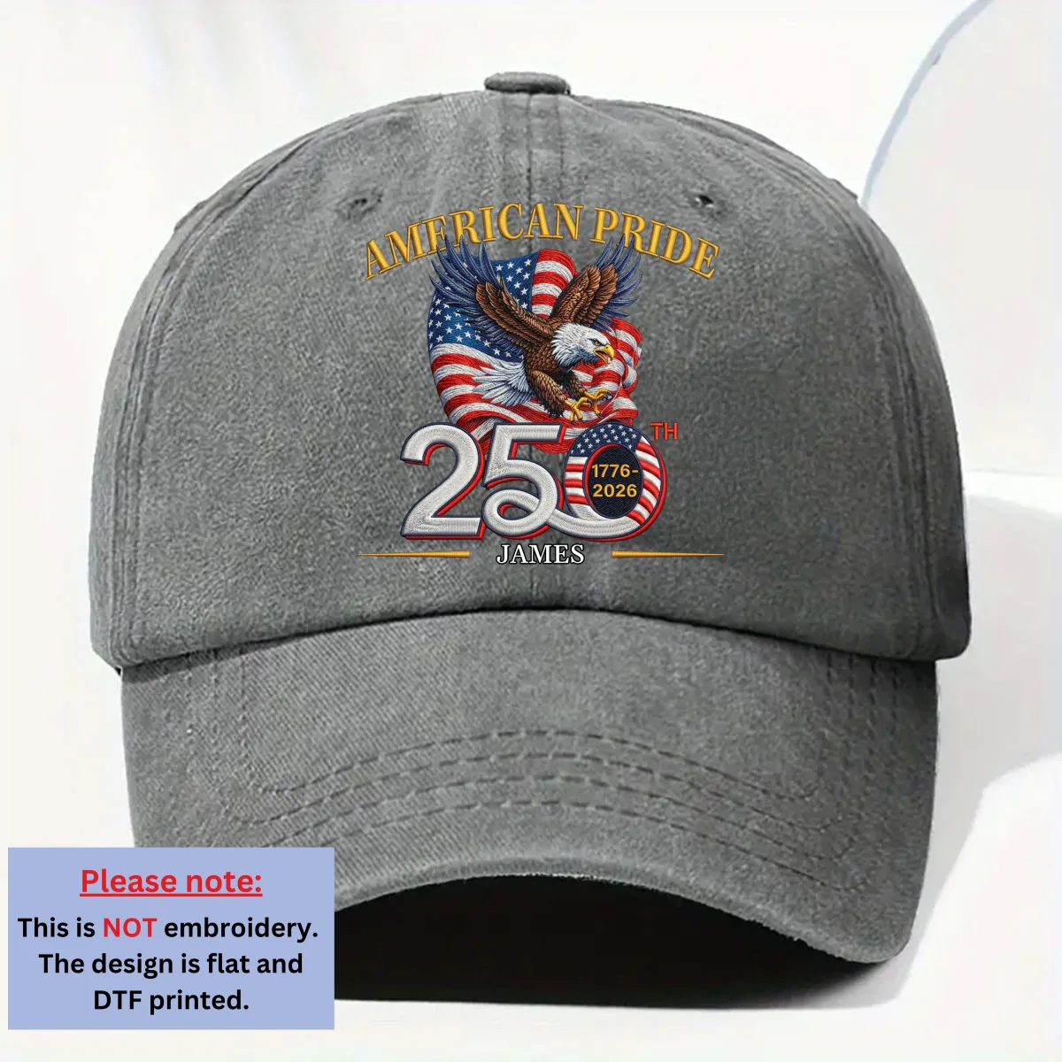America Pride - Personalized Custom Vintage Washed Denim Cap - Image 7