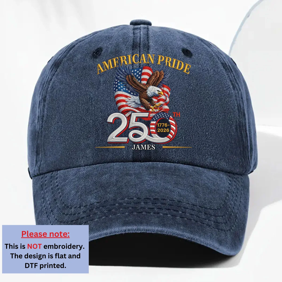 America Pride - Personalized Custom Vintage Washed Denim Cap - Image 8