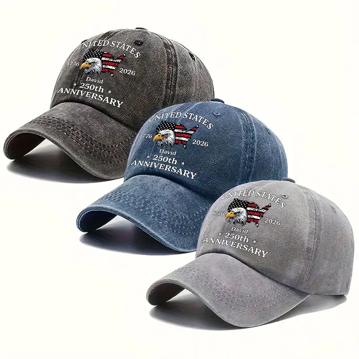 America Proud Then And Now - Personalized Custom Vintage Washed Denim Cap - Image 4