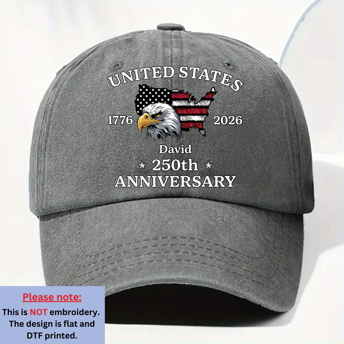 America Proud Then And Now - Personalized Custom Vintage Washed Denim Cap - Image 7