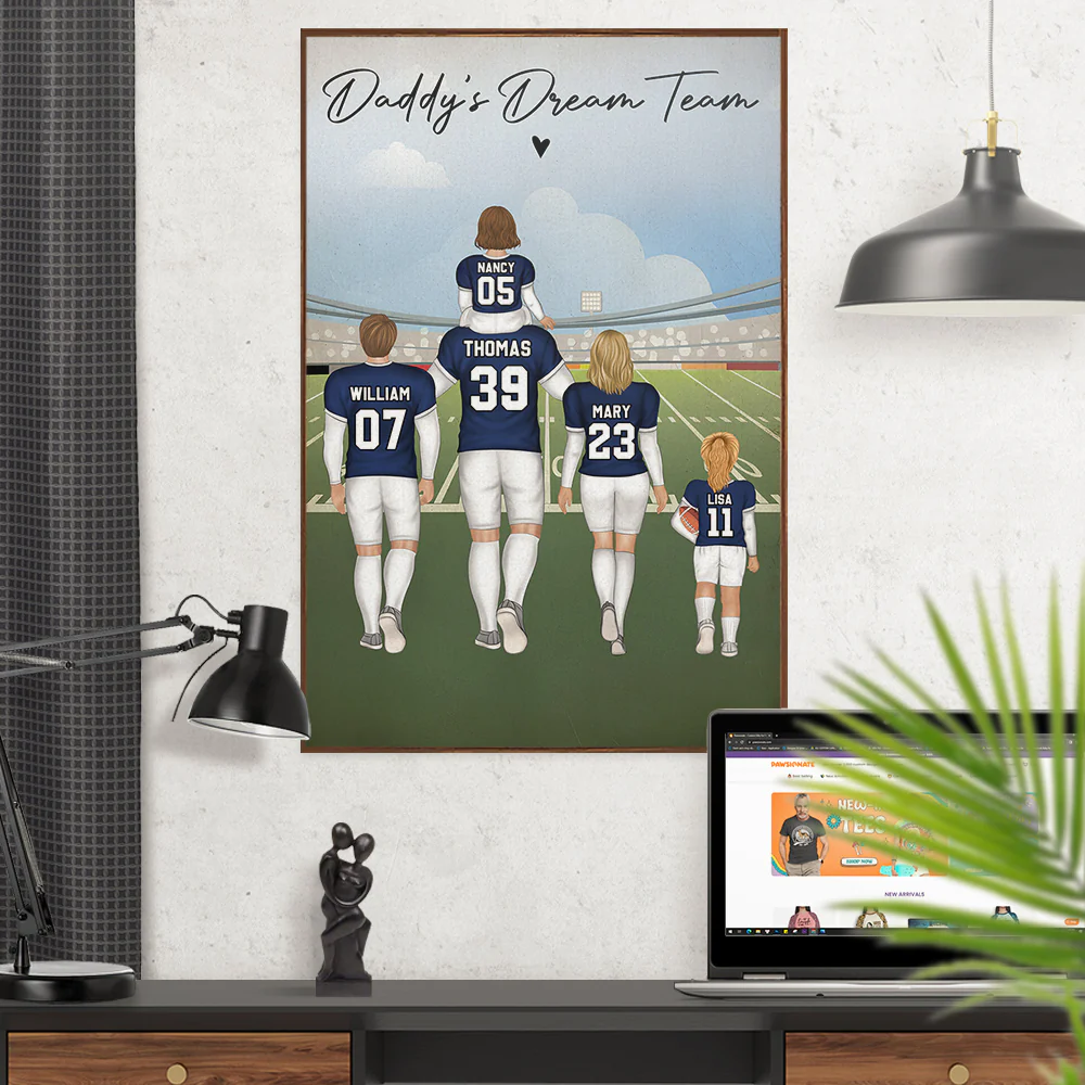 American Football Dad - Personalized Custom Poster - Image 2