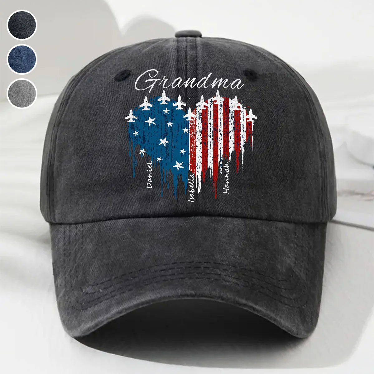 American Grandma - Personalized Custom Vintage Washed Denim Cap