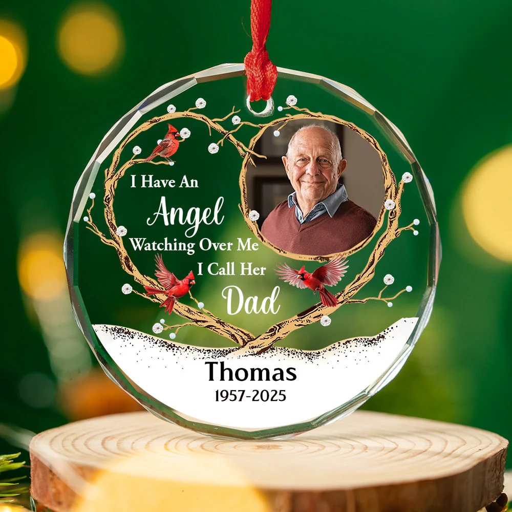 An Angel Watching Over Me - Personalized Custom Glass Ornament - Image 3