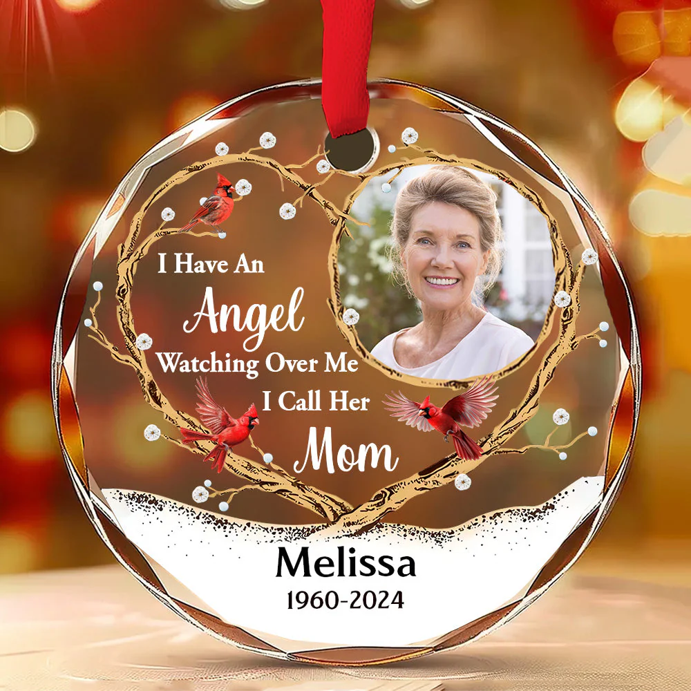 An Angel Watching Over Me - Personalized Custom Glass Ornament - Image 4