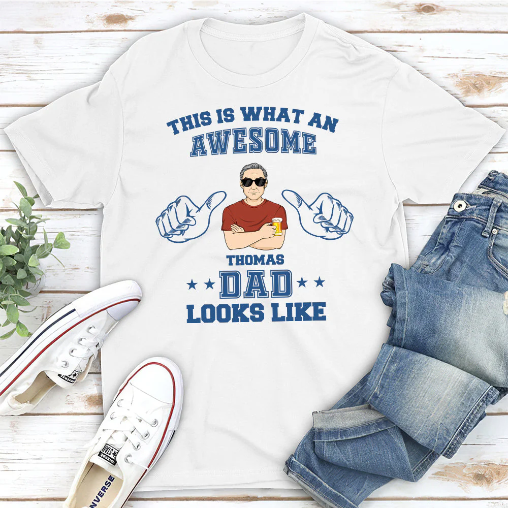 An awesome dad looks like - Personalized Custom Shirt - Image 2