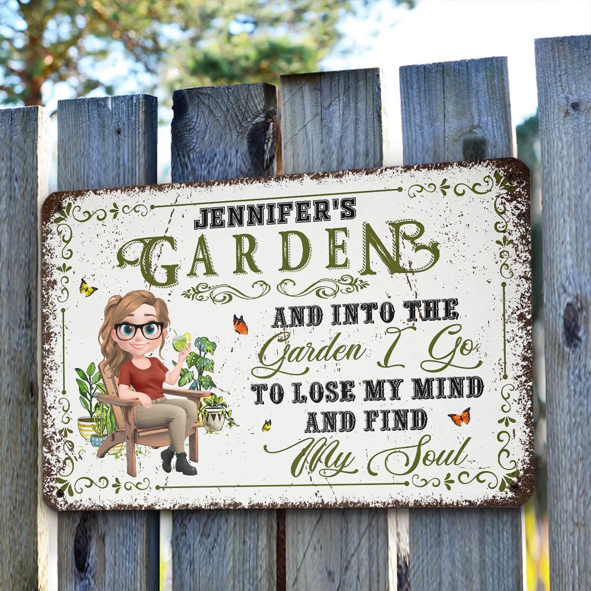 And Into The Garden I Go Gardening - Personalized Custom Metal Sign - Image 4