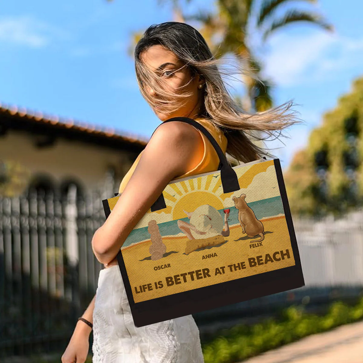 And She Lived Happily Ever After - Personalized Custom Canvas Tote Bag - Image 3