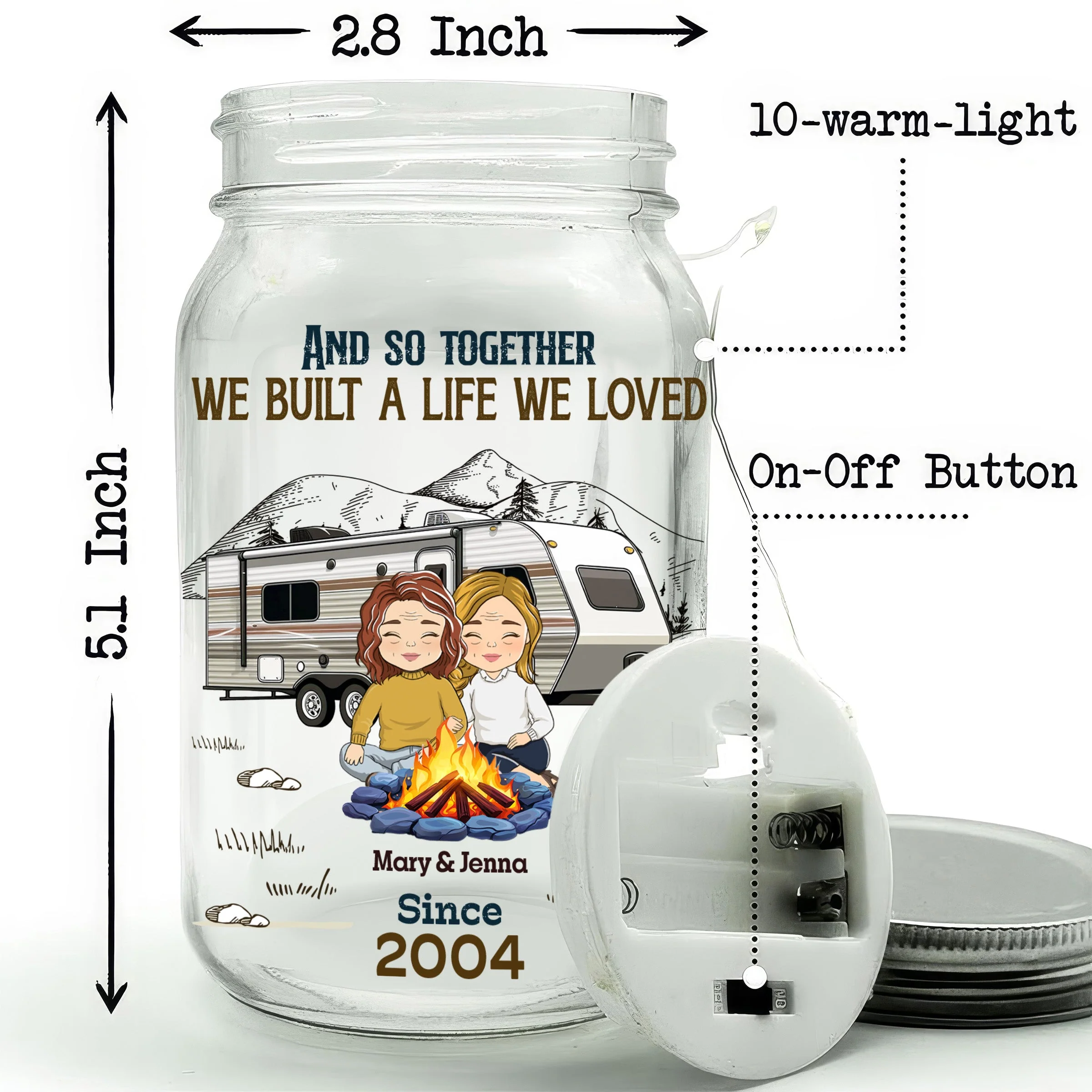 And So Together We Built A Life We Loved - Personalized Custom Mason Jar Light - Image 4