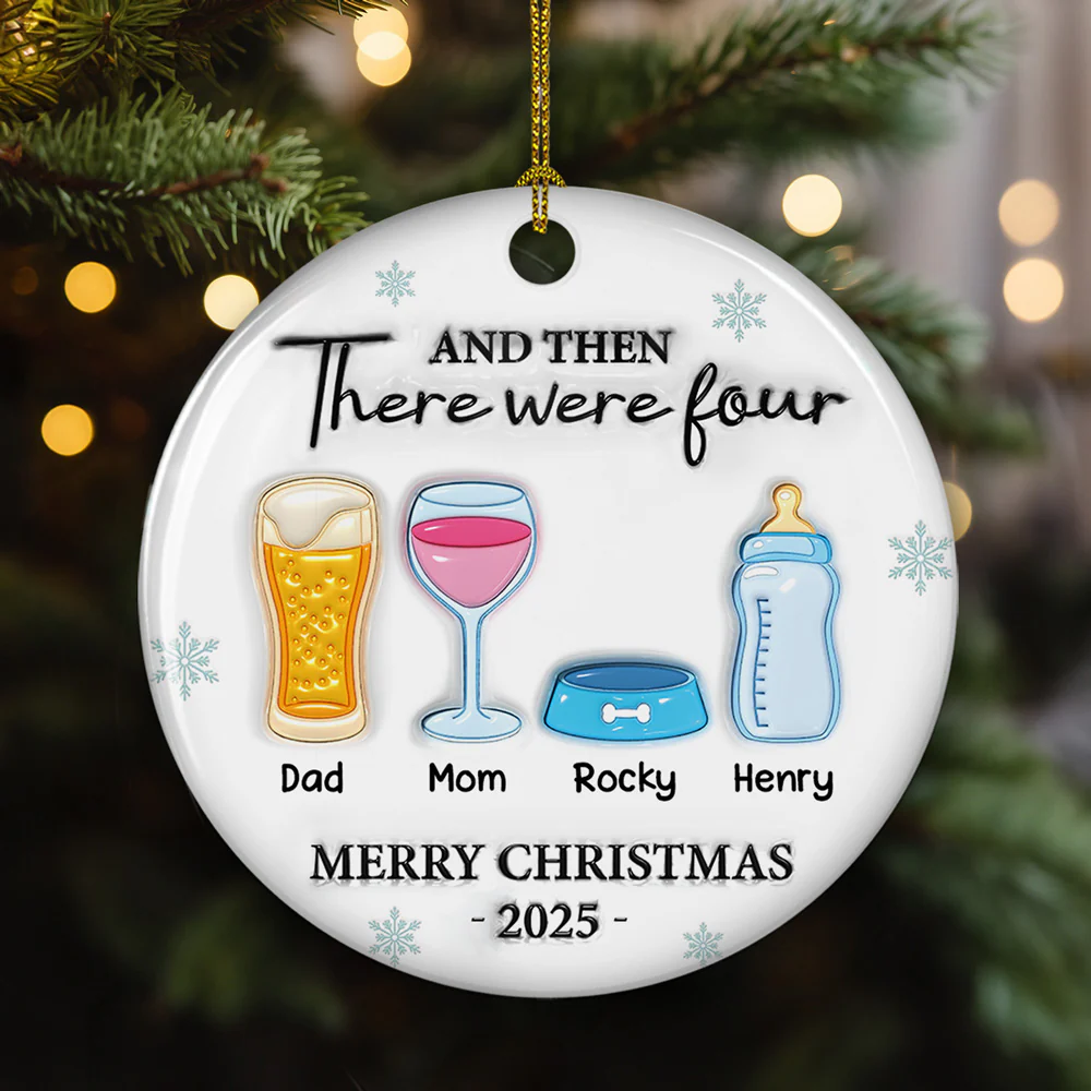 And Then There Were Four - Personalized Custom 3D Inflated Effect Ceramic Ornament - Image 4