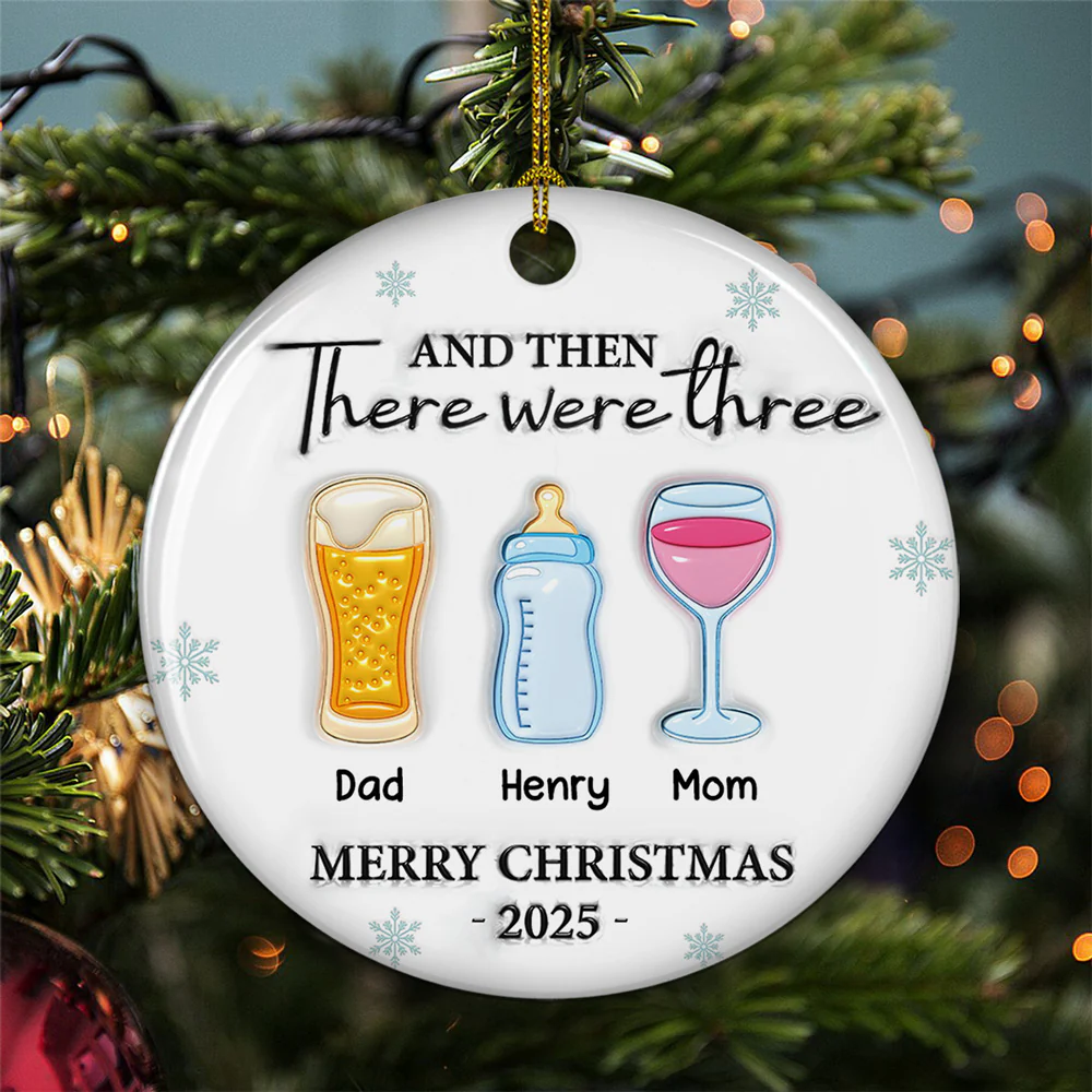And Then There Were Four - Personalized Custom 3D Inflated Effect Ceramic Ornament - Image 5